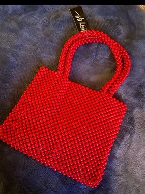 Nasty Gal Red Beaded Mini Tote